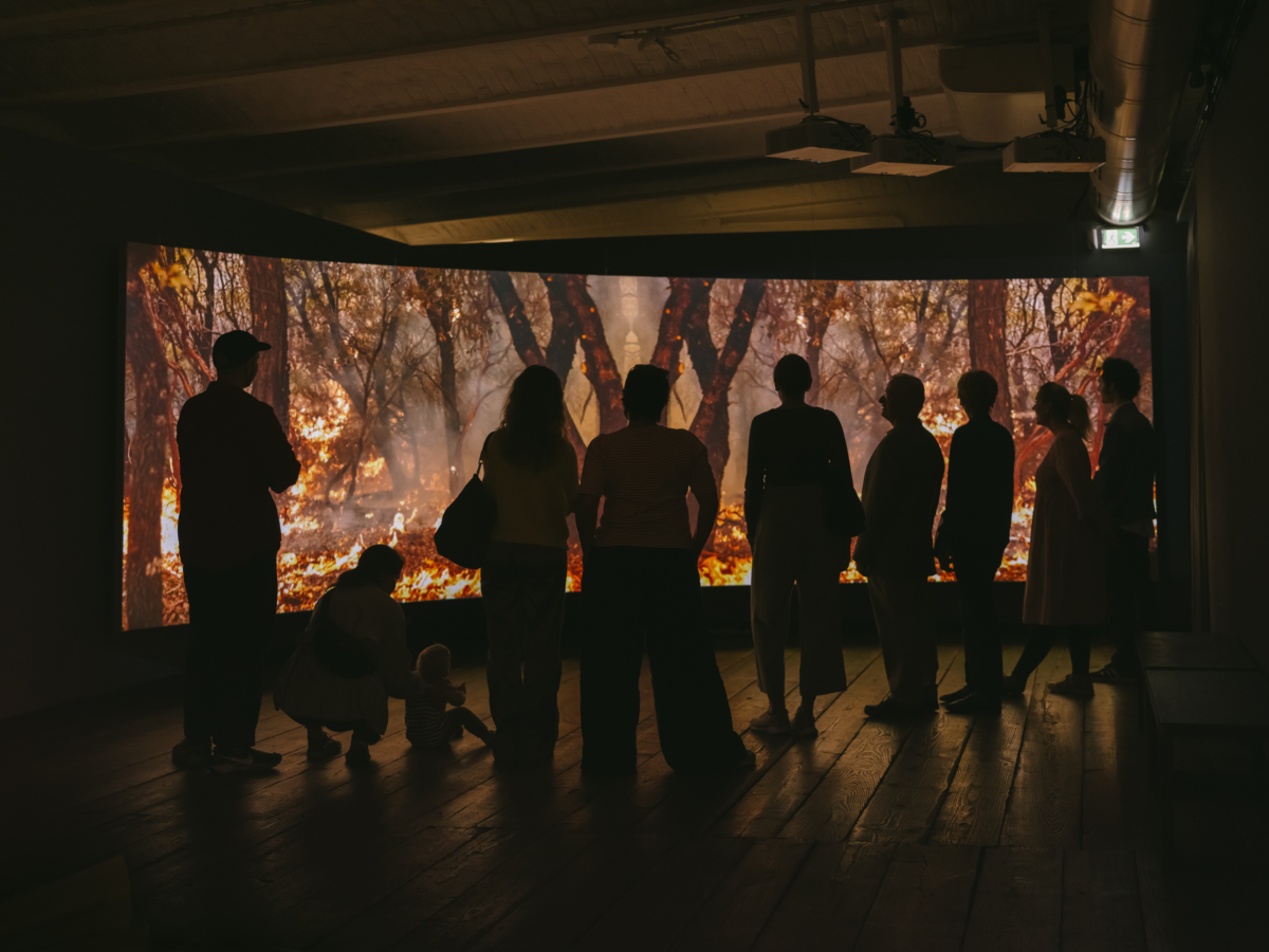 Viele Personen vor einer Leinwand