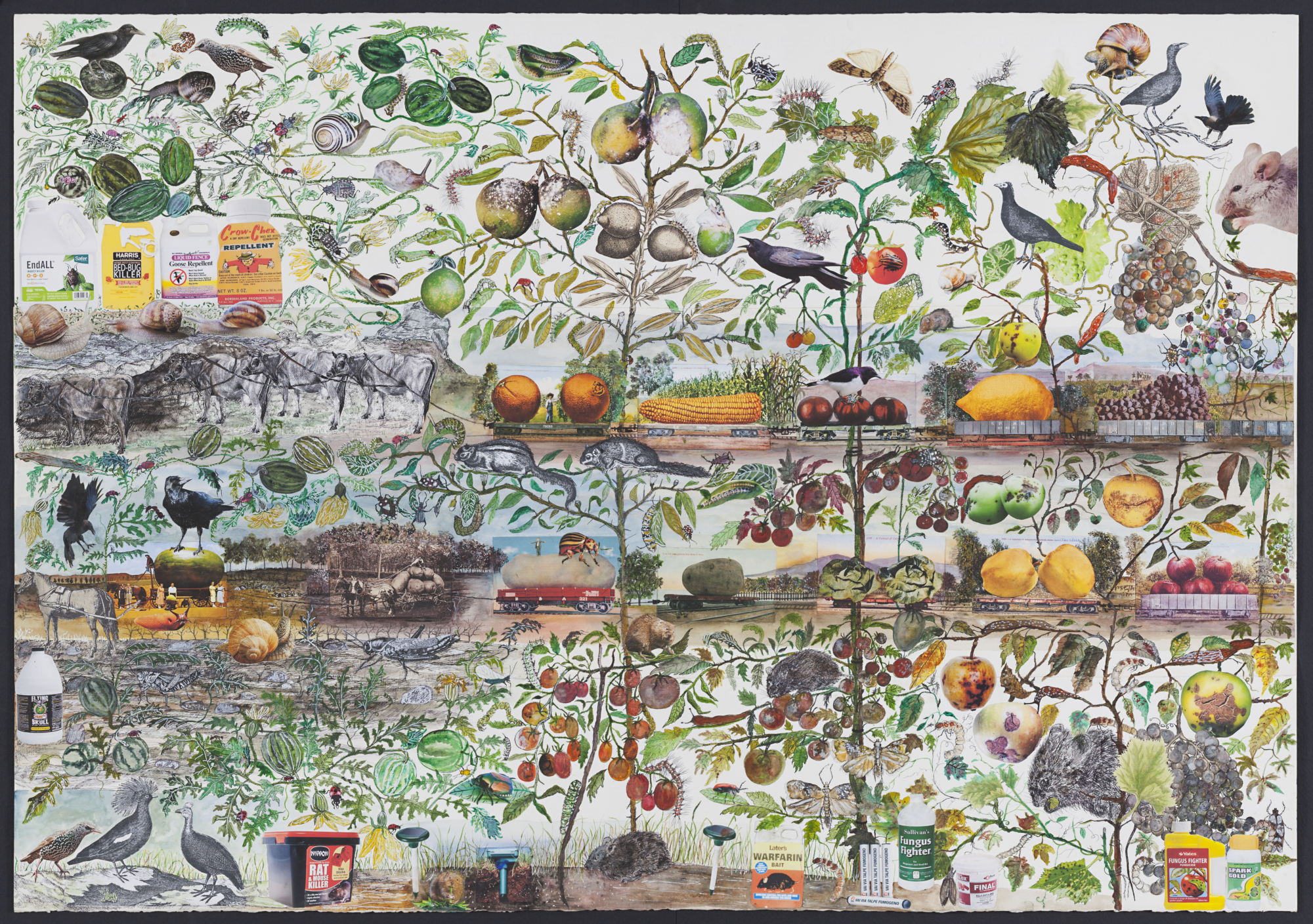 Kunstwerk mit Tieren und Pflanzen